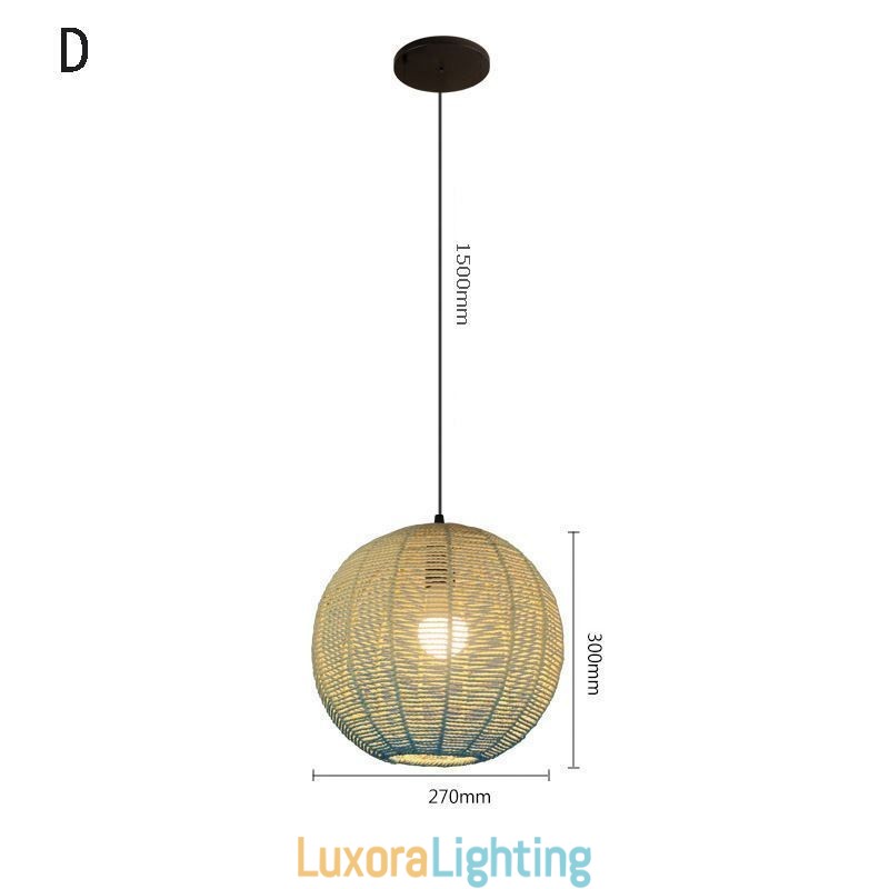 Designer Touch Decorative Paper Rope Pendant Light Country Retro Gradient Blue Ceiling Lamp