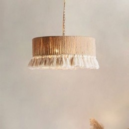 Designer Touch Decorative Retro Pendant Light Bohemian Style Hemp Rope Tassel Ceiling Light