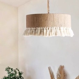 Designer Touch Decorative Retro Pendant Light Bohemian Style Hemp Rope Tassel Ceiling Light