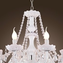 Designer Touch Decorative Chandelier White Crystal Modern Living 8 Lights