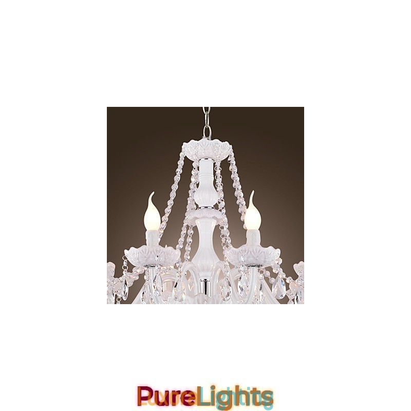 Designer Touch Decorative Chandelier White Crystal Modern Living 8 Lights