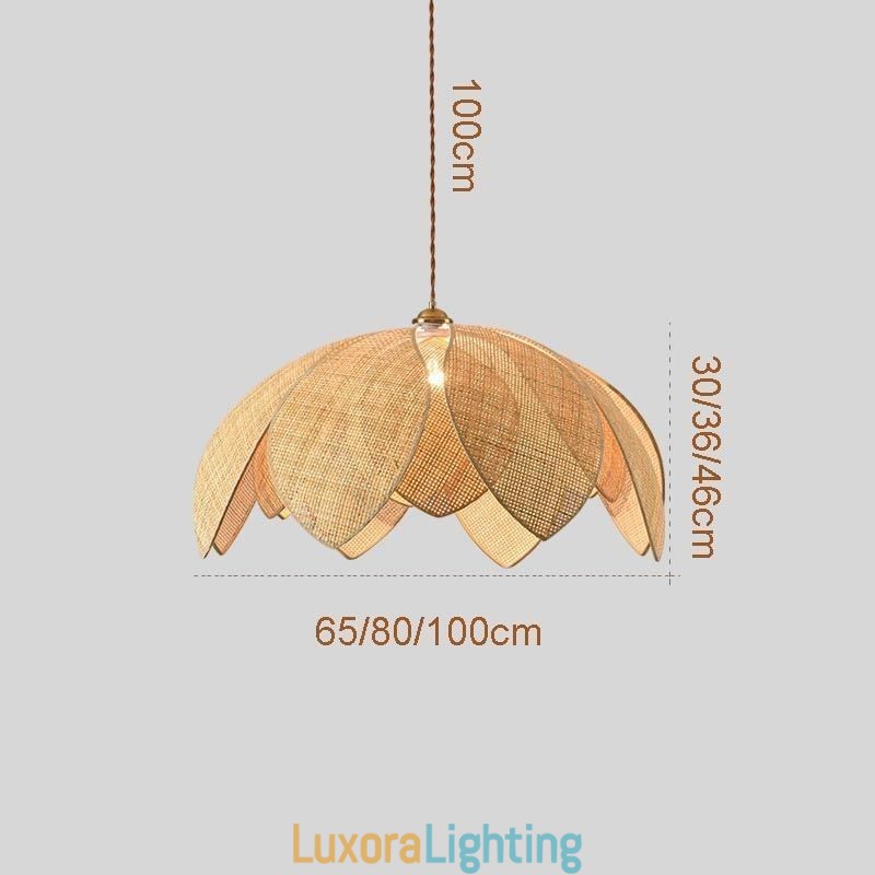 Designer Touch Decorative Rattan Lotus Pendant Light Cafe Retro Rattan Art Ceiling Light