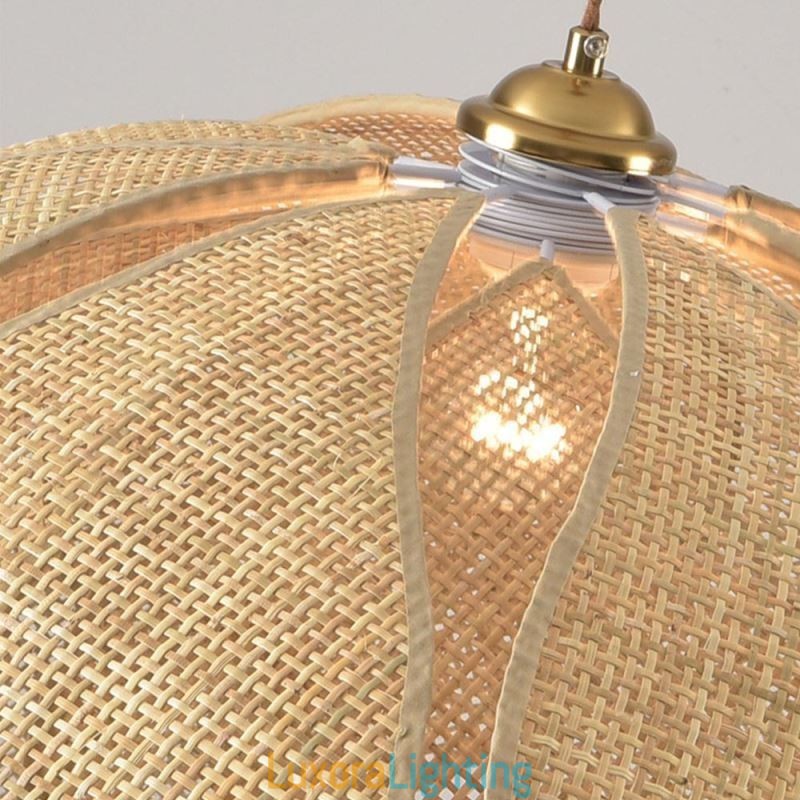 Designer Touch Decorative Rattan Lotus Pendant Light Cafe Retro Rattan Art Ceiling Light