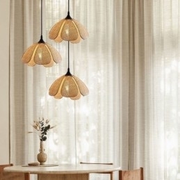 Designer Touch Decorative Rattan Pendant Light Retro Rattan Ceiling Light
