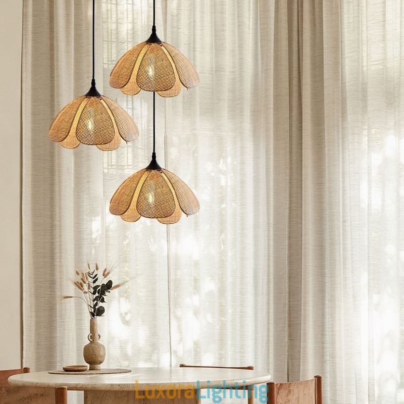 Designer Touch Decorative Rattan Pendant Light Retro Rattan Ceiling Light