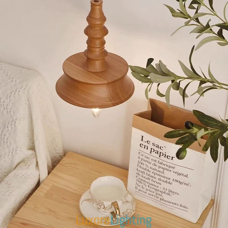 Designer Touch Decorative Rubberwood Pendant Light Ins Vintage Hanging Light