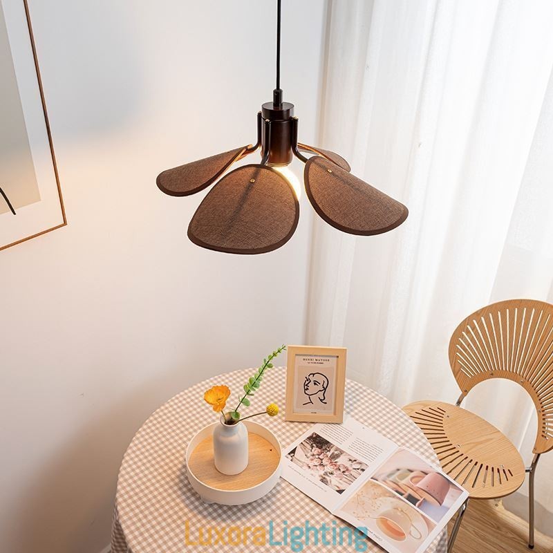 Designer Touch Decorative Nordic Pendant Light Wabi Sabi Style Fabric Lampshade Ceiling Light