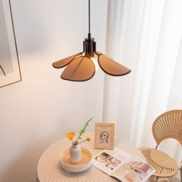 Designer Touch Decorative Nordic Pendant Light Wabi Sabi Style Fabric Lampshade Ceiling Light