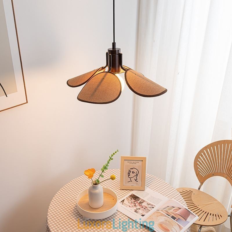 Designer Touch Decorative Nordic Pendant Light Wabi Sabi Style Fabric Lampshade Ceiling Light