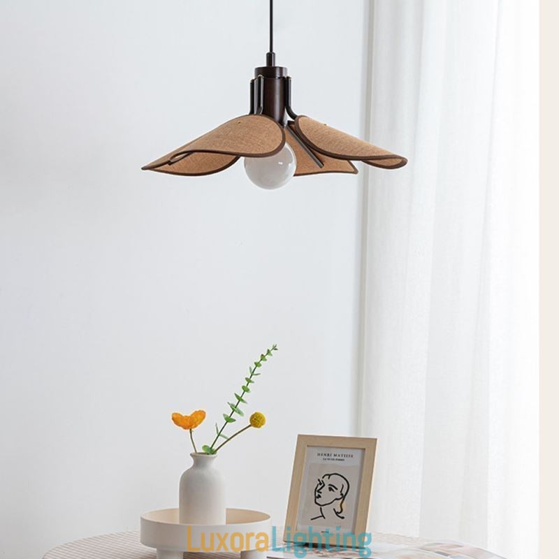 Designer Touch Decorative Nordic Pendant Light Wabi Sabi Style Fabric Lampshade Ceiling Light