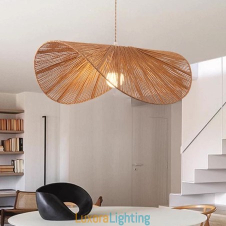 Designer Touch Decorative Retro Pendant Light Creative Wabi Sabi Straw Hat Hemp Rope Ceiling Light