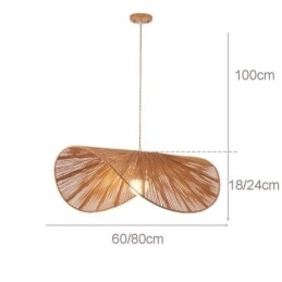 Designer Touch Decorative Retro Pendant Light Creative Wabi Sabi Straw Hat Hemp Rope Ceiling Light