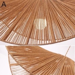 Designer Touch Decorative Retro Pendant Light Creative Wabi Sabi Straw Hat Hemp Rope Ceiling Light