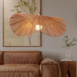 Designer Touch Decorative Retro Pendant Light Creative Wabi Sabi Straw Hat Hemp Rope Ceiling Light