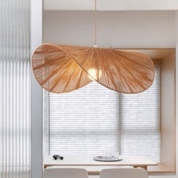 Designer Touch Decorative Retro Pendant Light Creative Wabi Sabi Straw Hat Hemp Rope Ceiling Light