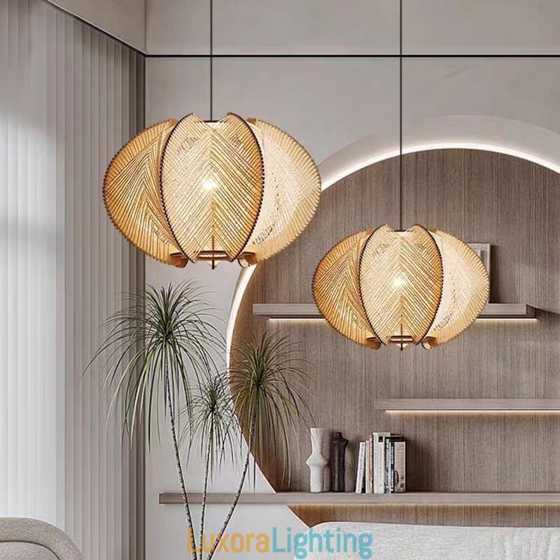 Designer Touch Decorative Nordic Pendant Light Retro Wabi Sabi Style Handmade Solid Wood Ceiling Light
