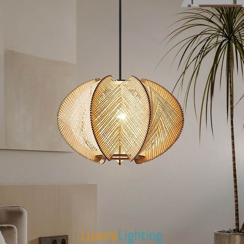 Designer Touch Decorative Nordic Pendant Light Retro Wabi Sabi Style Handmade Solid Wood Ceiling Light