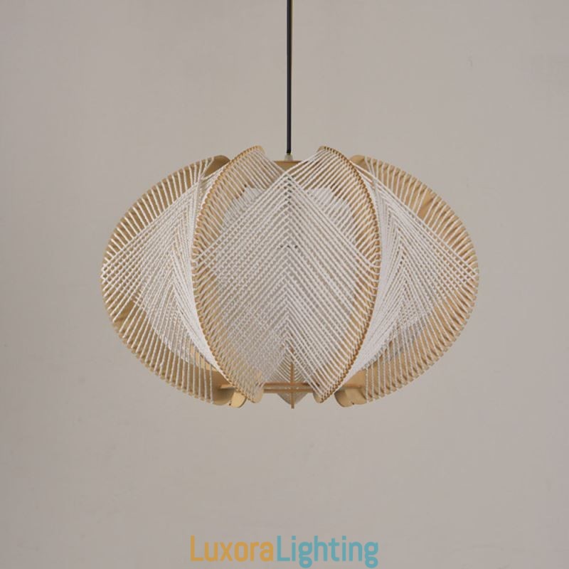 Designer Touch Decorative Nordic Pendant Light Retro Wabi Sabi Style Handmade Solid Wood Ceiling Light