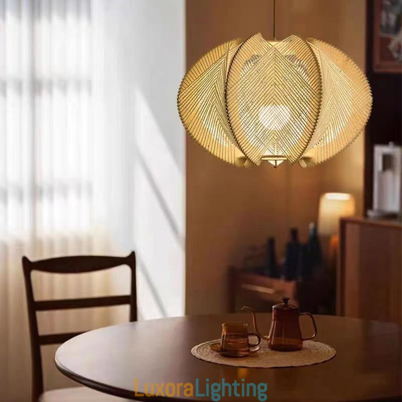 Designer Touch Decorative Nordic Pendant Light Retro Wabi Sabi Style Handmade Solid Wood Ceiling Light