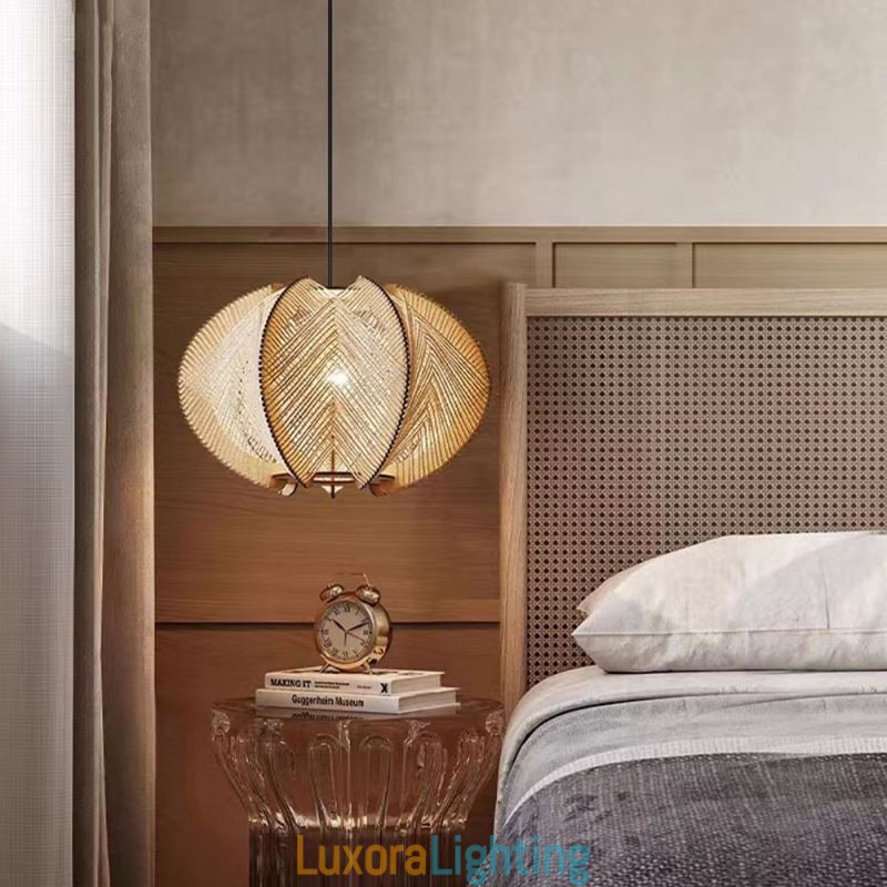 Designer Touch Decorative Nordic Pendant Light Retro Wabi Sabi Style Handmade Solid Wood Ceiling Light