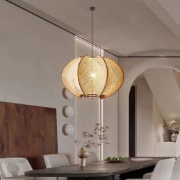 Designer Touch Decorative Nordic Pendant Light Retro Wabi Sabi Style Handmade Solid Wood Ceiling Light