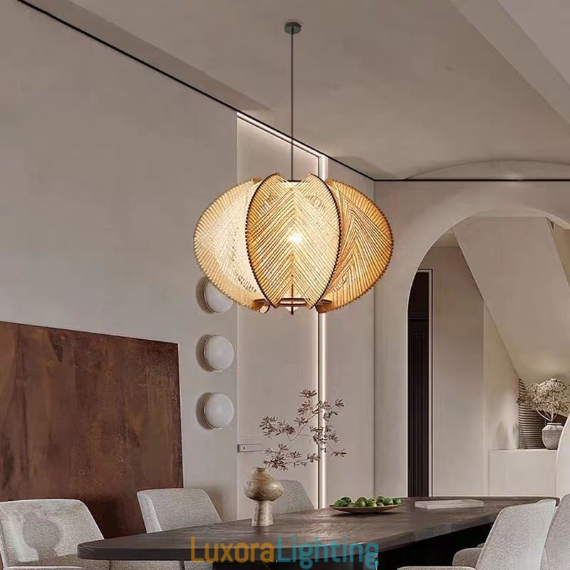 Designer Touch Decorative Nordic Pendant Light Retro Wabi Sabi Style Handmade Solid Wood Ceiling Light