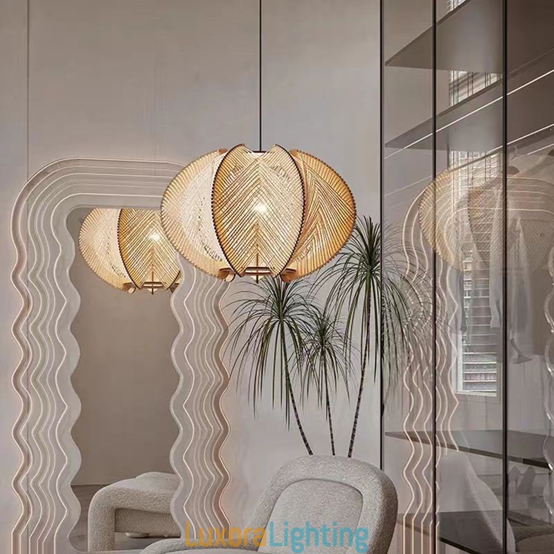 Designer Touch Decorative Nordic Pendant Light Retro Wabi Sabi Style Handmade Solid Wood Ceiling Light