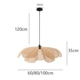 Designer Touch Decorative Rattan Petal Pendant Light Wabi Sabi Style Hand Woven Rattan Ceiling Light