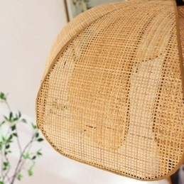 Designer Touch Decorative Rattan Petal Pendant Light Wabi Sabi Style Hand Woven Rattan Ceiling Light
