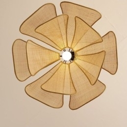 Designer Touch Decorative Rattan Petal Pendant Light Wabi Sabi Style Hand Woven Rattan Ceiling Light