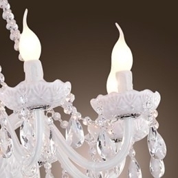 Designer Touch Decorative Chandelier White Crystal Modern Living 8 Lights