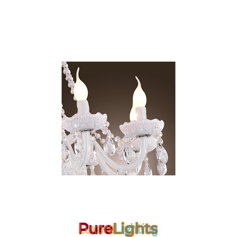 Designer Touch Decorative Chandelier White Crystal Modern Living 8 Lights