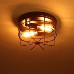 Designer Touch Decorative Industrial Metal Cage Ceiling Light Rustic Flush Mount Lamp Fixture