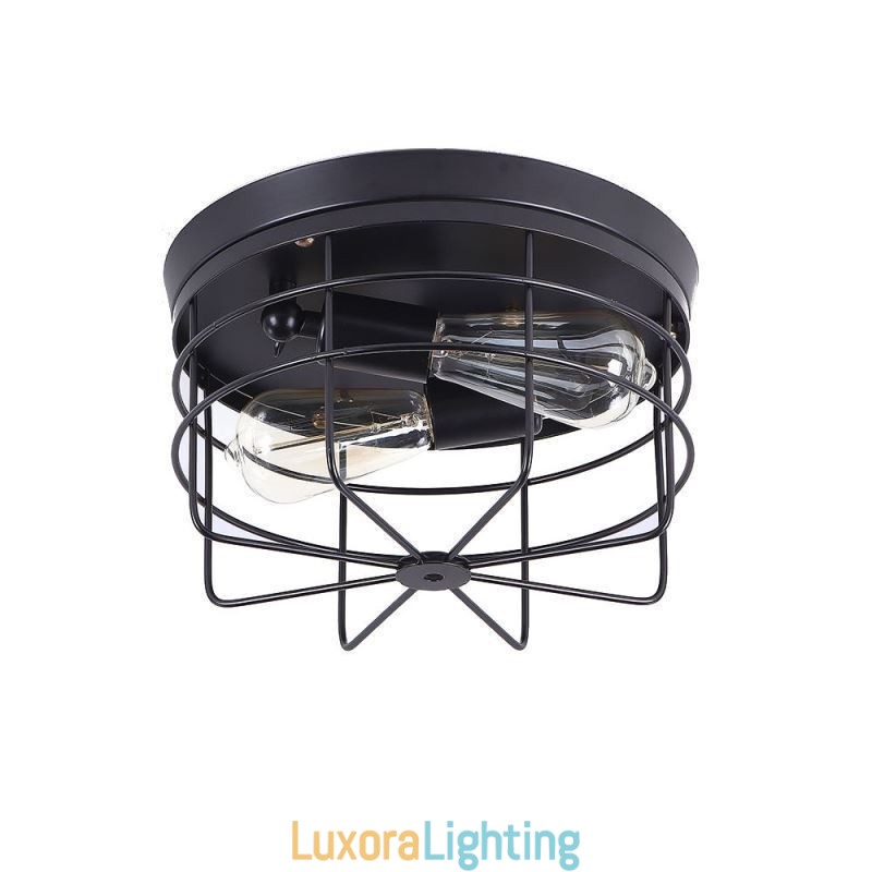Designer Touch Decorative Industrial Metal Cage Ceiling Light Rustic Flush Mount Lamp Fixture