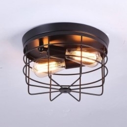 Designer Touch Decorative Industrial Metal Cage Ceiling Light Rustic Flush Mount Lamp Fixture