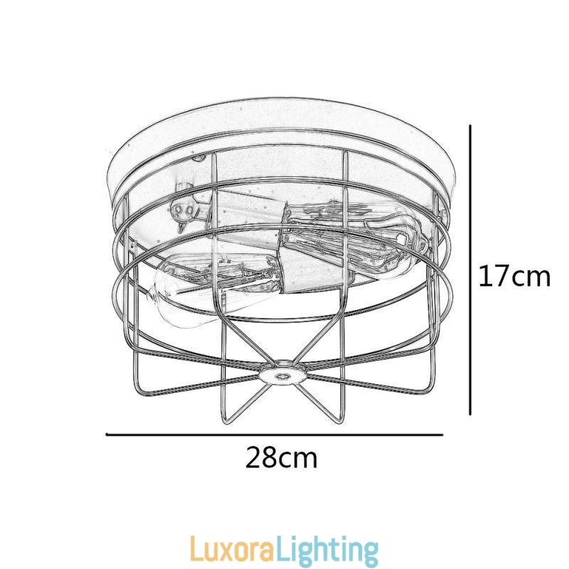 Designer Touch Decorative Industrial Metal Cage Ceiling Light Rustic Flush Mount Lamp Fixture