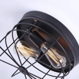 Designer Touch Decorative Industrial Metal Cage Ceiling Light Rustic Flush Mount Lamp Fixture