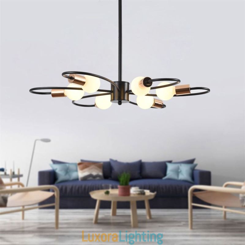 Designer Touch Decorative Rustic Chandelier 6 Light Classic Petals Ceiling Hanging Light