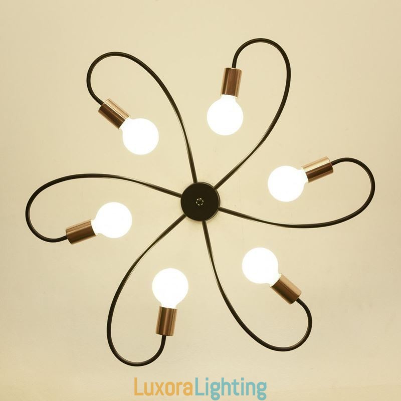 Designer Touch Decorative Rustic Chandelier 6 Light Classic Petals Ceiling Hanging Light