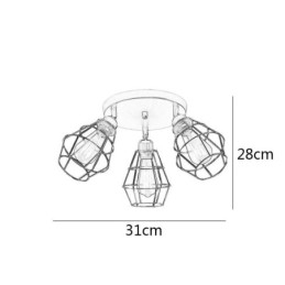 Designer Touch Decorative Industrial Flush Mount Ceiling Light Fixture 3 Light Metal Cage Ceiling Lamp