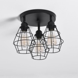 Designer Touch Decorative Industrial Flush Mount Ceiling Light Fixture 3 Light Metal Cage Ceiling Lamp
