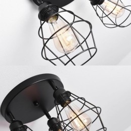 Designer Touch Decorative Industrial Flush Mount Ceiling Light Fixture 3 Light Metal Cage Ceiling Lamp