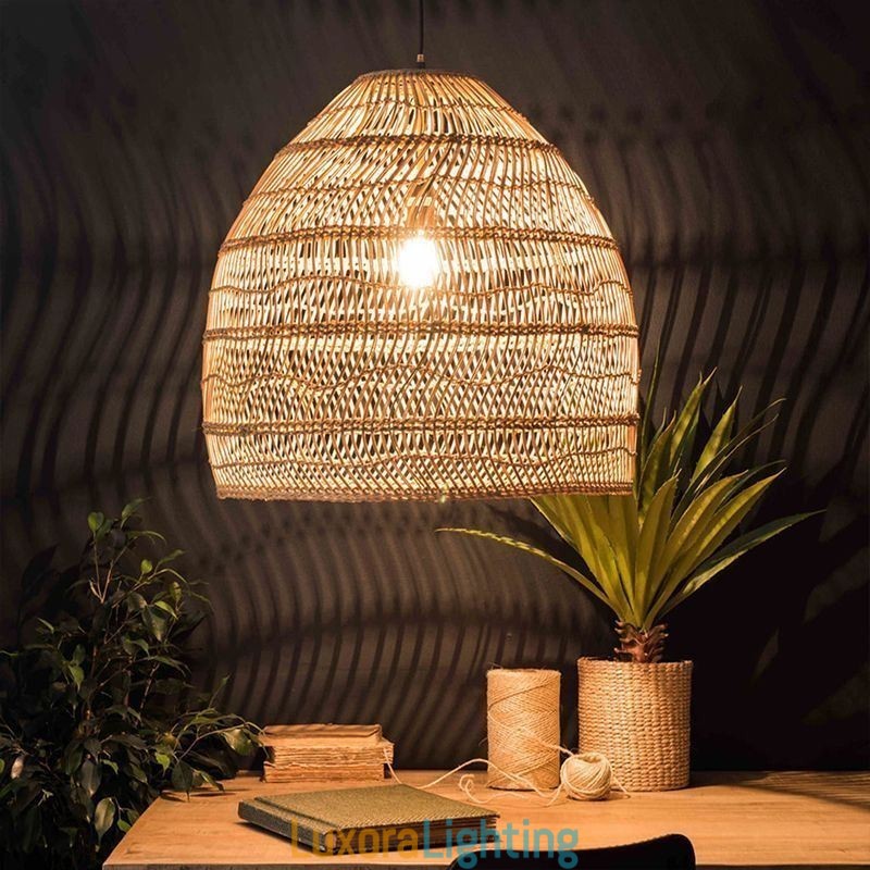 Designer Touch Decorative Hand Woven Pendant Light Rattan Hanging Light Farmhouse