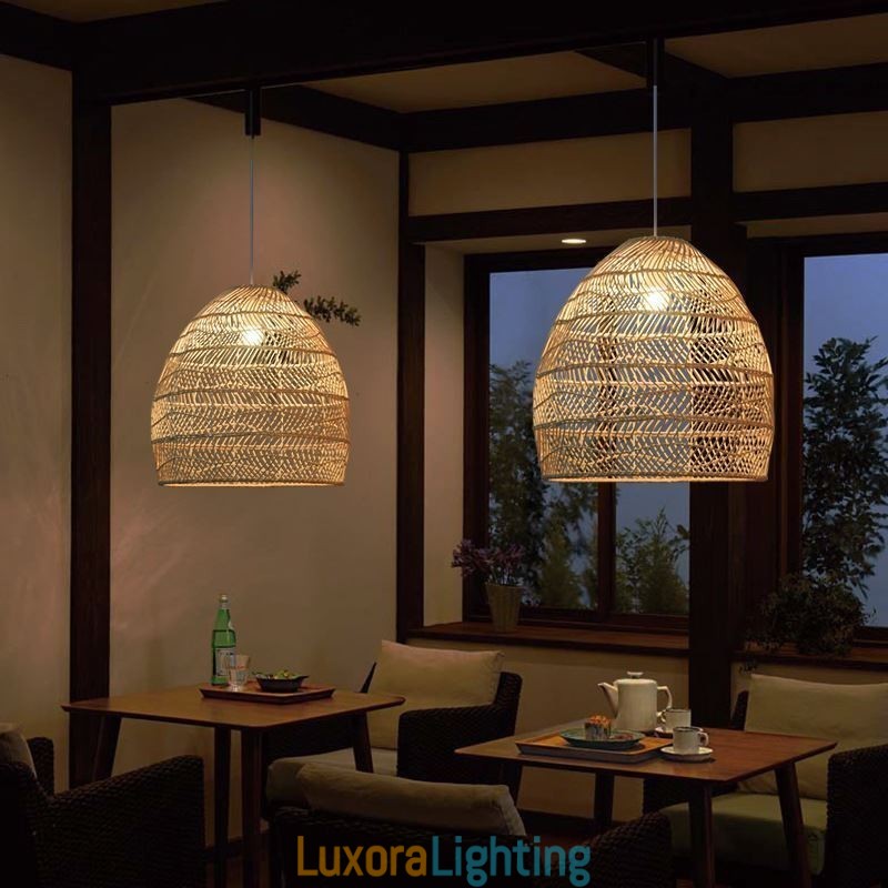 Designer Touch Decorative Hand Woven Pendant Light Rattan Hanging Light Farmhouse