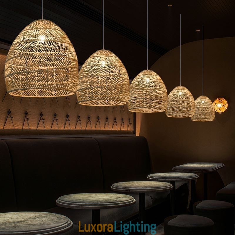 Designer Touch Decorative Hand Woven Pendant Light Rattan Hanging Light Farmhouse