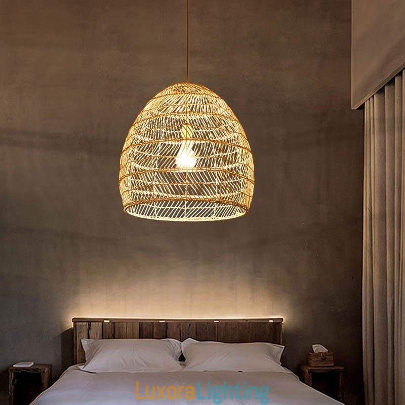 Designer Touch Decorative Hand Woven Pendant Light Rattan Hanging Light Farmhouse