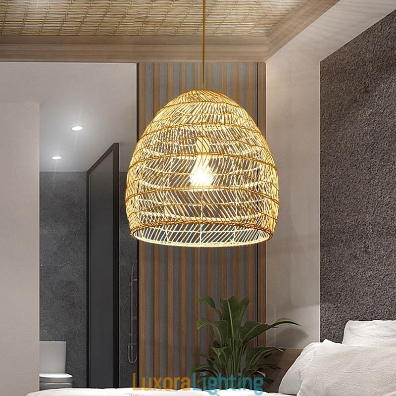 Designer Touch Decorative Hand Woven Pendant Light Rattan Hanging Light Farmhouse