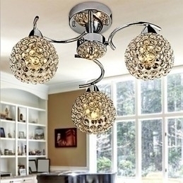 Designer Touch Decorative Modern Contemporary Crystal Electroplated Metal Pendant Light Flush Mount
