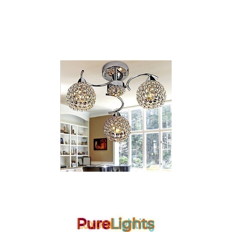 Designer Touch Decorative Modern Contemporary Crystal Electroplated Metal Pendant Light Flush Mount