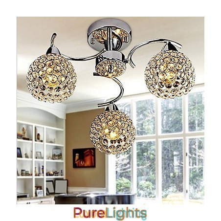 Designer Touch Decorative Modern Contemporary Crystal Electroplated Metal Pendant Light Flush Mount